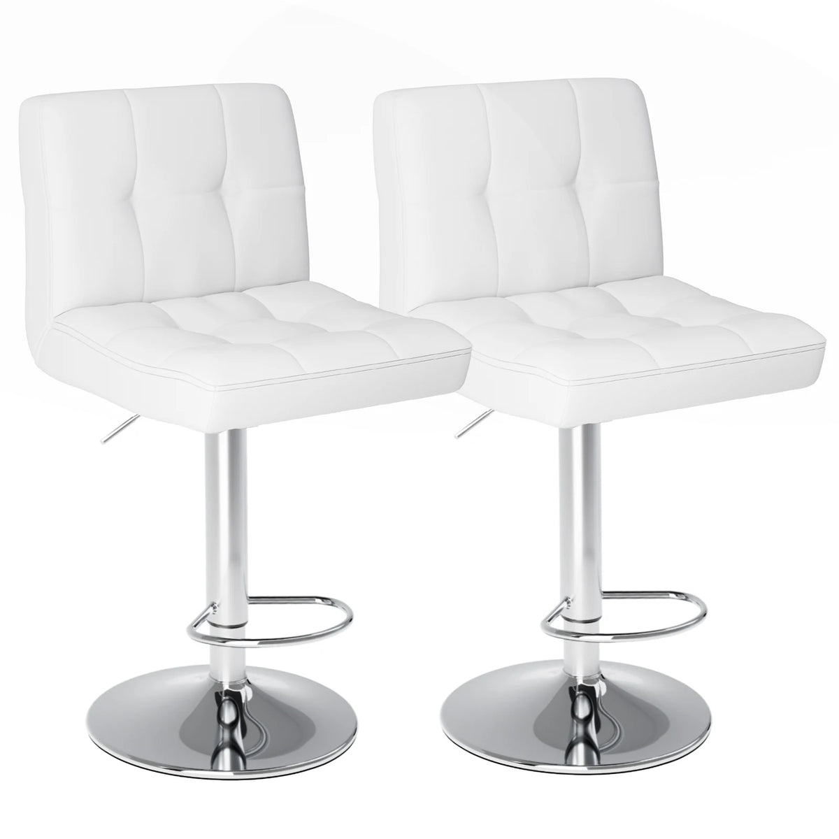 2 PU Leather Swivel Bar Stools with Adjustable Height