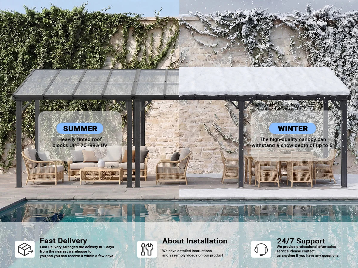 Wall-Mounted Gazebo with Aluminum Frame