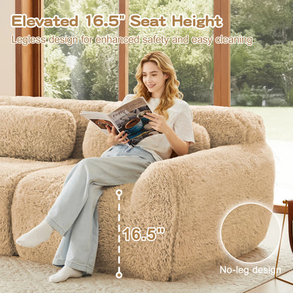 115'' Fluffy Modular Sectional Sofa with Pillows