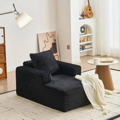 45'' Corduroy Cloud Chaise Lounge Sofa with Deep Seat and Wide Arm Rests