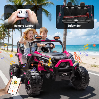 24V 4WD Kids 2 Seater Electric Ride with Bluetooth for Music for your Journey