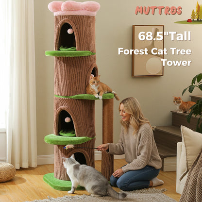 Luxurious Large Cat Tree with 2 or 4 Spacious Condos and a detachable toy for your cat or cats enjoyment!