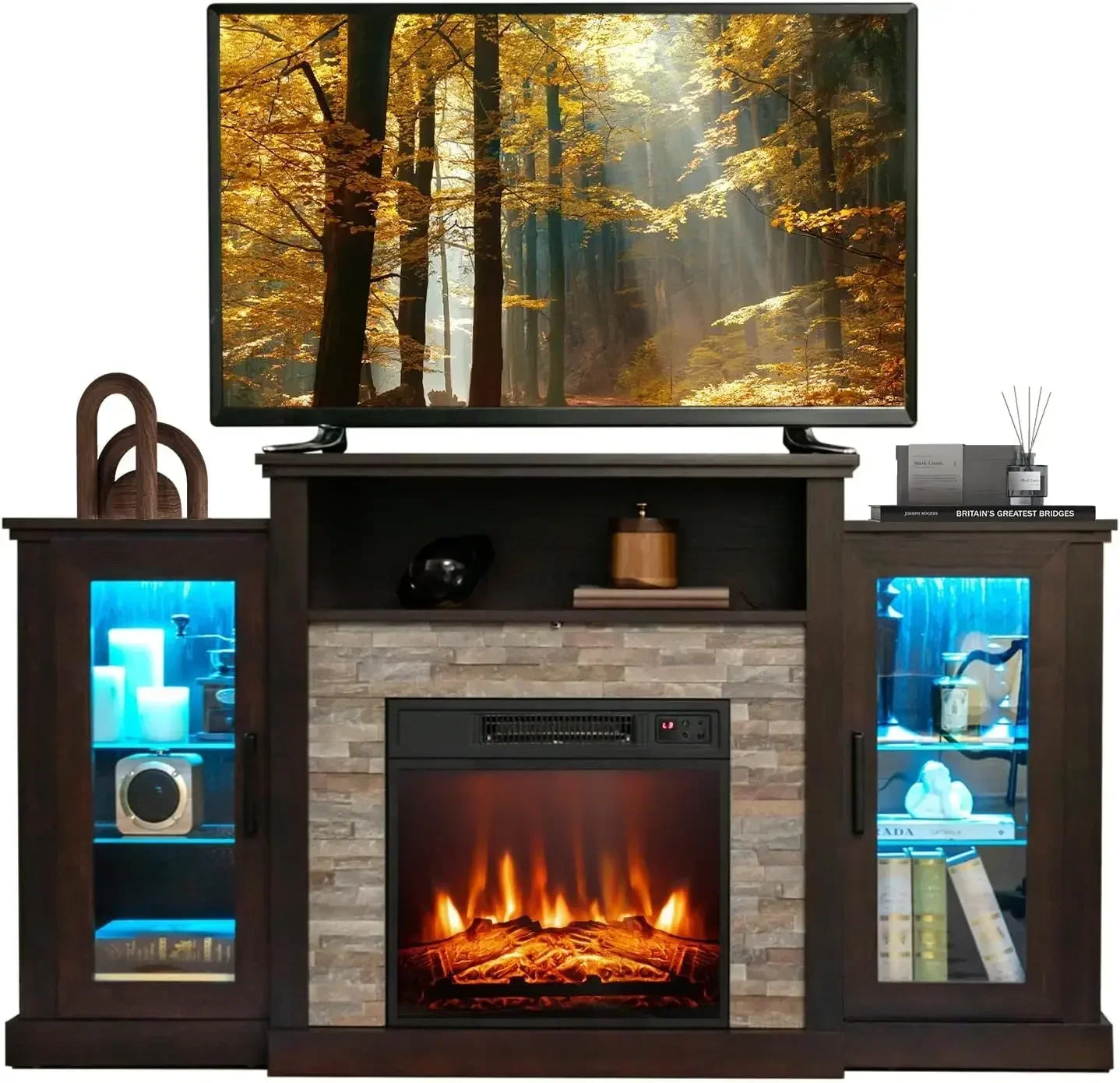 TV Stand with Electric Fireplace that will accommodate TVs Up to 65 Inches