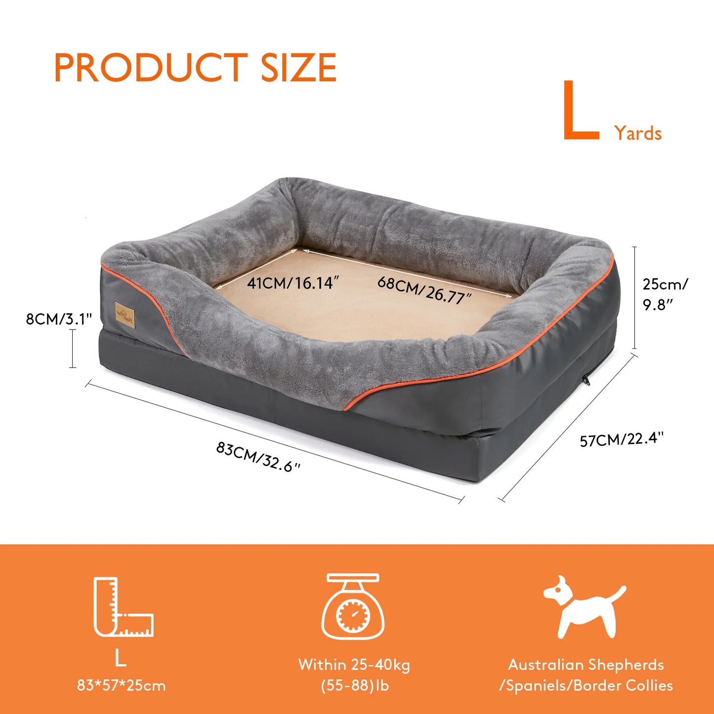 Large Soft and Comfortable Waterproof Dog Bed with Washable Cover