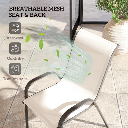 Set of 4 Beige Stackable Patio Dining Chairs