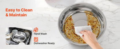 Stainless Steel Chafing Dish Set with 4 Full Size Round Pans Capacity of 5 Qt
