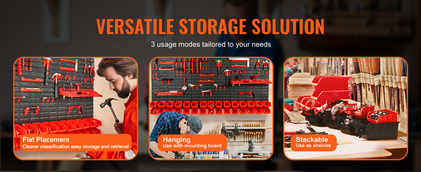 Wall Mounted Storage Bins Parts Rack Organizer for your Garage